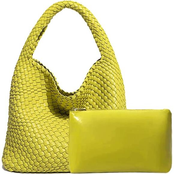 Women Vegan Leather Hand-Woven Tote Handbag Fashion Shoulder Top